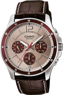 A close-up studio shot of a men's wristwatch.