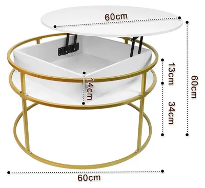 Image de Table basse / Table d'appoint - Table avec plateau rabattable - Matériau composite en bois - Structure métallique - 60x60x47 cm - Couleur 2