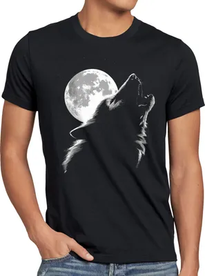 Produktbild von style3 Heulender Wolf bei Vollmond Herren T-Shirt rudel wald