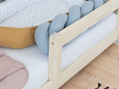 Produktbild von Kinderhausbett TAHUKA in Tipi-Form mit Sicherheitsbarriere 90x160 cm Unlackiert