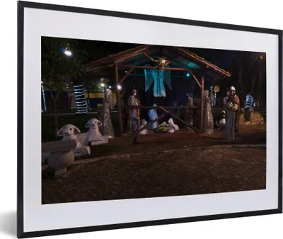Produktbild von MuchoWow® MuchoWow® Gerahmtes Poster Weihnachten - Krippe 60x40 cm - Poster mit zchwarzem Bilderrahmen - Schlafzimmer - Plakat in Rahmen - Drucken