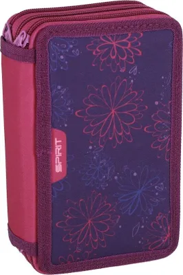 Produktbild von SPIRIT Schüler Etui 28 teilig 3-Zipper Mäppchen ABS FLOWERS