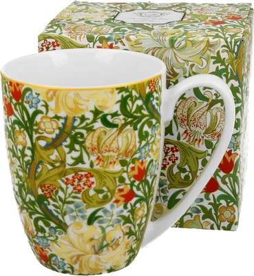 Produktbild von DUO ART GALLERY klassischer Becher 360 ml GOLDEN LILLY New Bone China Porzellan