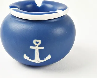 Produktbild von Windascher Anker Herz blau Aschenbecher Ascher Keramik