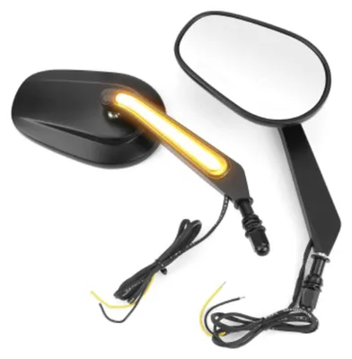 Productafbeelding van Motorfiets spiegel met LED-knipperlicht - Verstelbare aluminium spiegel