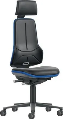 Produktbild von Arbeitsdrehstuhl NEON XXL Rollen mit Kopfsttze Kunstlederpolster schwarz blau 470-640 mm