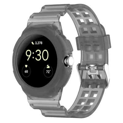 Obrázek produktu pro Pro Google Pixel Watch 1 + 2 Silikonový řemínek s průhledným černým pouzdrem