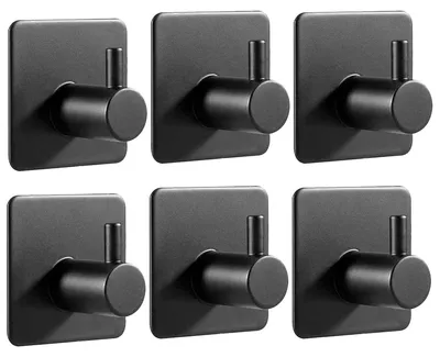 Produktbild von Extra starke, selbstklebende Handtuchhaken, kein Bohren erforderlich, Wandhaken, selbstklebender Handtuchhalter für Küche und Bad, Edelstahlhaken, 6 Stück