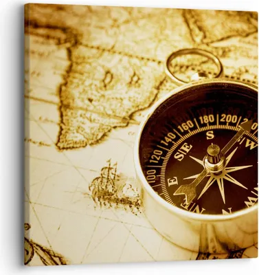 Produktbild von Bild auf Leinwand - Leinwandbild - Kompass alt reisen Reise - 30x30cm - Wand Bild - Wanddeko - Leinwanddruck - Bilder - Kunstdruck - Wanddekoration - Leinwand bilder - Wandkunst - AC30x30-2103