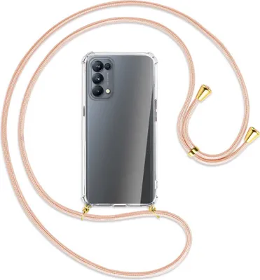 Produktbild von Handykette Backcover-Schutzhülle mit Band (Metall goldfarben) für Oppo Reno5 Pro 5G - rose peach