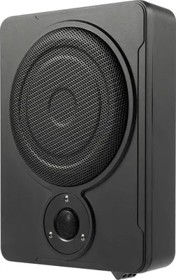 Obrázok produktu pre Subwoofer do auta – Aktívny subwoofer pod sedadlo – Výkon 200 W, maximálny výkon 300 W – 20 cm basový reproduktor – frekvenčný rozsah 30–100 Hz – Kompaktná skrinka s rozmermi 31,5 × 24 × 7,5 cm – Čierna farba