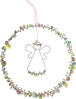 Produktbild von Perlenkranz Ø 20cm, Draht-Engel, pastell