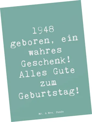 Produktbild von Mr. & Mrs. Panda Postkarte Spruch 1948 Geburtstag - Meeresbrise - Geschenk, 75 Jahre, Geburtstagswünsche, Ansichtskarten, Glückwunsch, Happy Birthday, Geburtsjahr, Alter