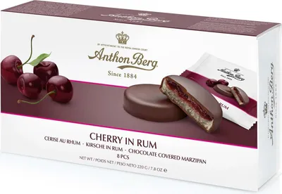 Image de Anthon Berg Cerises au rhum Pâtes d'amandes au chocolat 220g