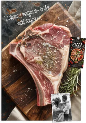 Produktbild von Magnettafel 60x90cm Pinnwand Whiteboard beschreibbar - Steakauf Holzbrett