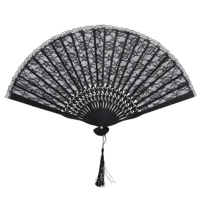 Produktbild von Doppellagiger Vintage-Fächer im japanischen Stil mit Spitze, Handfaltfächer für Damen, Performance-Geschenke, Party-Dekoration, Requisite