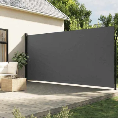 Image de Store banne et voile d'ombrage anthracite, 200x500 cm - Toile de terrasse extensible pour l'ombrage