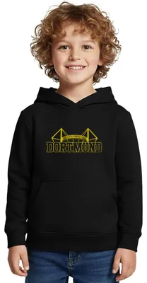 Produktbild von Spreadshirt Dortmund Stadion Fußball Fan Kinder Premium Hoodie, 146/152 (10 Jahre), Schwarz