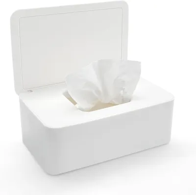 Produktbild von Weiße Feuchttuchbox 19×12,3×7 cm – staubdichter Kunststoff, geeignet für Wohnzimmer/Badezimmer/Auto/Restaurant
