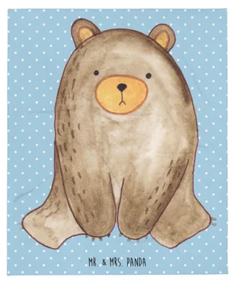 Produktbild von Mr. & Mrs. Panda Decke Bär sitzend - Blau Pastell - Geschenk, Teddy, Flauschige, Tagesdecke, Kuscheldecke, Plaid, Bettdecke