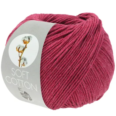 A ball of pink yarn with a label.