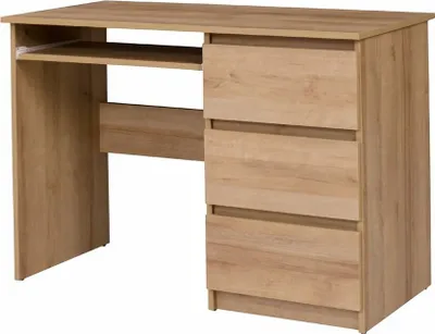 Produktbild von Furniture24 Schreibtisch Cosmo Co9 Computertisch Arbeitstisch Mit 3 Schubkästen Und Tastaturablage Rivierea Eiche