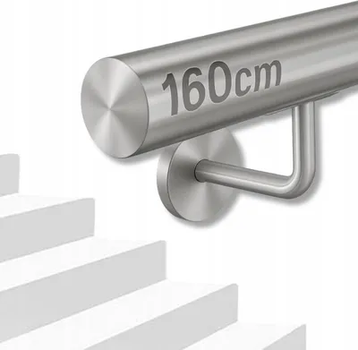 Obrázek produktu pro Schodišťové zábradlí - Zábradlí na schody - 160 cm - Nerezová ocel - Pro vnitřní i venkovní použití - Bez příčných výztuh - Montážní sada - Stříbrná barva