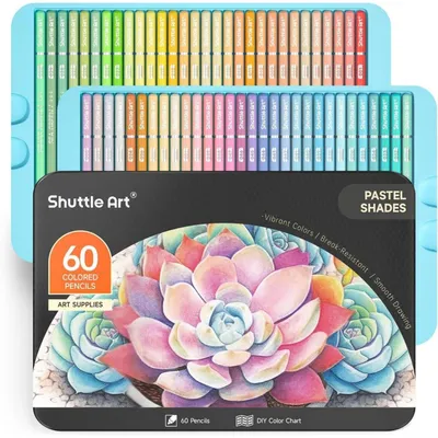 Productafbeelding van Pastelpotloden, set van 60, houten potloden, crèmekleur, 1 stuk (verpakking van 60)