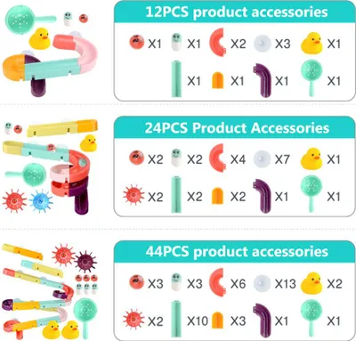 Image de Jouets de bain pour enfants Rail de boules d'eau pour enfants Bricolage Assemblage Jouets muraux Cascade Remplissage Ensemble démontable Cadeau de douche Garçons Filles
