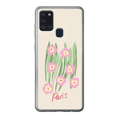 Produktbild von MuchoWow® Handyhülle Schutzhülle Hülle für Samsung Galaxy A21s Blume - Rosa - Gras Silikon Softcase Handy Hülle - Hartschale
