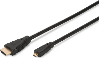 Zdjęcie produktu dla Digitus Kabel przyłączeniowy HDMI High Speed z Ethernetem, 2 m, HDMI Typu D (Micro), HDMI Typu A (Standard), 1920 x 1200 px, Czarny