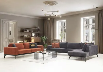 Produktbild von Wohnzimmer Set Graues Polster Ecksofa Designer Dreisitzer JVmoebel