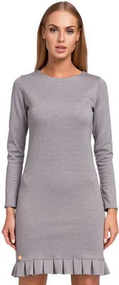 Produktbild von Damen Elegantes Mini-Kleid Tunika mit Rüschen; Grau Meliert/L/40