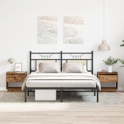 Imagen del producto de Mesitas de noche de madera reciclada, 2 unidades, 45 x 34 x 45 cm, con diseño rústico y amplio espacio de almacenamiento, material duradero y superficie envejecida, ideales para dormitorios, juego de mesitas de noche