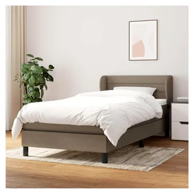 Produktbild von Lattenrost mit Matratze, Taupe, 100 x 200 cm, Stoff, Plattformbett, mit Lattenhalter, einfache Montage, für Schlafzimmer, Erwachsene