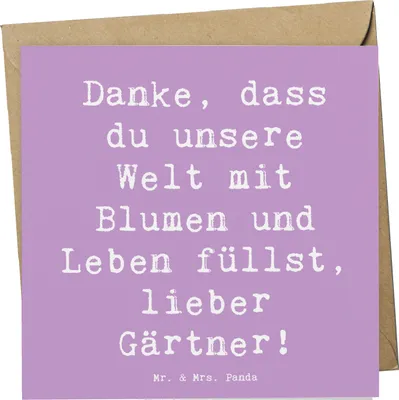 Produktbild von Mr. & Mrs. Panda Klappkarte Spruch Gärtner Dankeschön - Lavendeltraum - Geschenk, doppelkarte, anlasskarte, Grußkarte, danke lieber, Garten, Aufmerksamkeit, sagen, Freude