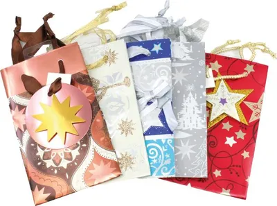 Produktbild von Geschenktasche Xmas Metallic18x10x10cm sortiert