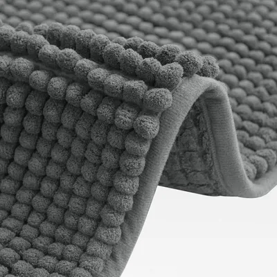Produktbild von Badematte, 40x60cm rutschfest Waschbar, Saugfähige Badezimmerteppich, Weich Chenille Duschvorleger, Badteppich für Dusche Badewannen (Grau)