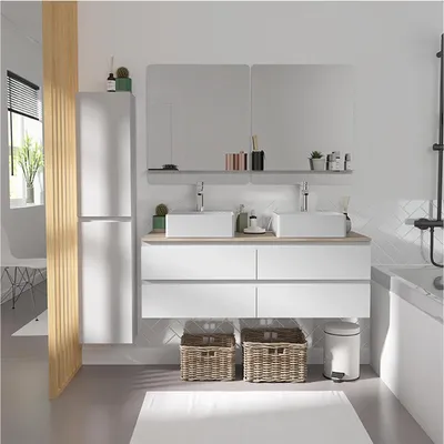 Produktbild von Sorrento 120 cm Wand-Doppelwaschtisch mit Hochschrank