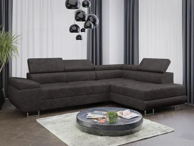 Produktbild von Sofa Couchgarnitur Sofagarnitur ALMA L im Cord Stoff mit Schlaffunktion und Bettkasten Wohnlandschaft Couch Polsterecke Eckcouch Polstergarnitur