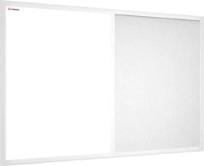 Produktbild von Kombitafel, Kork weiß / magnetisch weiß 60x40, Holzrahmen weiß lackiert