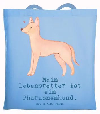Produktbild von Mr. & Mrs. Panda Jutebeutel Pharaonenhund Lebensretter - Sky Blue - Geschenk, Pharaoh Hound, Einkaufstasche, Tote Bag, Beutel, Kelb Tal-Fenek, Tasche, Laptoptasche