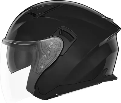 Image de Casque moto NOX Jet N130 avec mélange, noir brillant, taille L