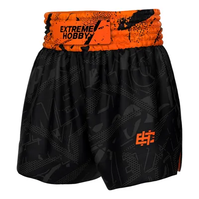 Produktbild von Extreme Hobby Muay Thai Shorts, NEO, Thaiboxen Hose Herren, Ultraleichte Satin Dehnungsbeständig Kordelzug Männer, MMA Shorts ORANGE M