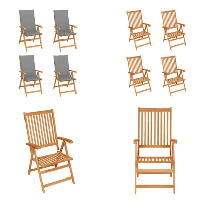Immagine prodotto di vidaXL Sedie da giardino 4 pezzi con cuscini grigi in teak massiccio - sedia da giardino - sedie da giardino - poltrona da giardino - sedia pieghevole