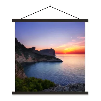 Produktbild von MuchoWow® Textilposter Meer - Felsen - Berge - Natur 60x60 cm mit schwarzem Rahmen - Posteraufhänger