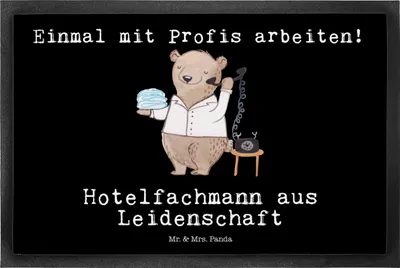 Produktbild von Mr. & Mrs. Panda Schmutzmatte Hotelfachmann Leidenschaft 50 x 75 cm - Schwarz - Geschenk, Spruch, Schmutzfangmatte, Witzig, fußmatte, Sauberlaufmatte, Fussmatte, Lustig
