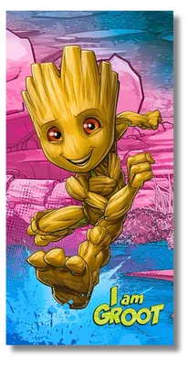 Produktbild von Groot Marvel Badetuch Strandtuch Strandlaken 70 x 140 cm aus Baumwolle