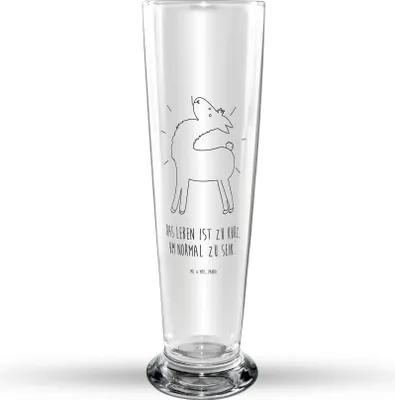 Produktbild von Mr. & Mrs. Panda Bierglas Lama Stolz - Transparent - Geschenk, Glasbierglas, Lamas, Familie, Family, Trinkglas, Beste Freundin, Glasbecher, Bierbecher, Bier Glas