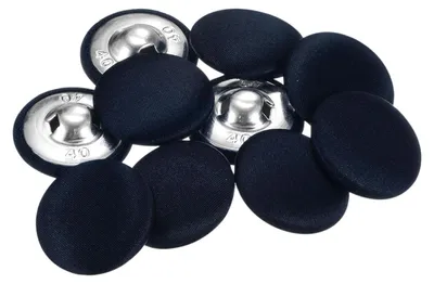 Produktbild von Set mit 10 dunkelblauen Knöpfen mit Stoffüberlappung, 25 mm